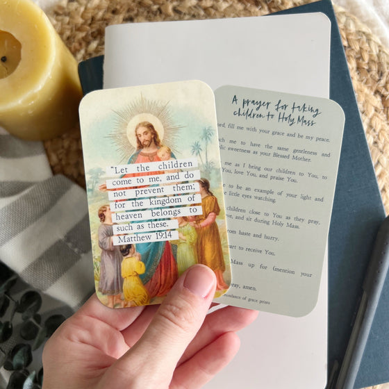 Prayer for Taking Children to Holy Mass Prayer Card