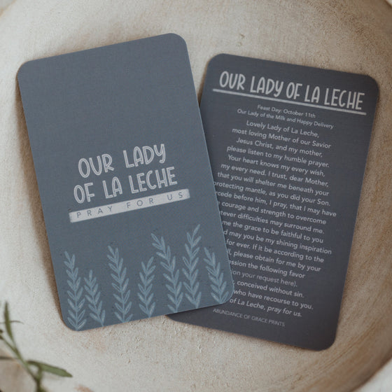 Our Lady of La Leche Catholic Prayer Card