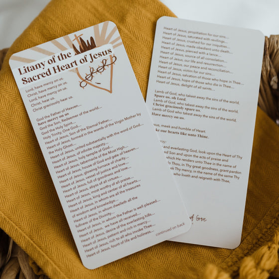 Litany of the Sacred Heart of Jesus Catholic Prayer Card
