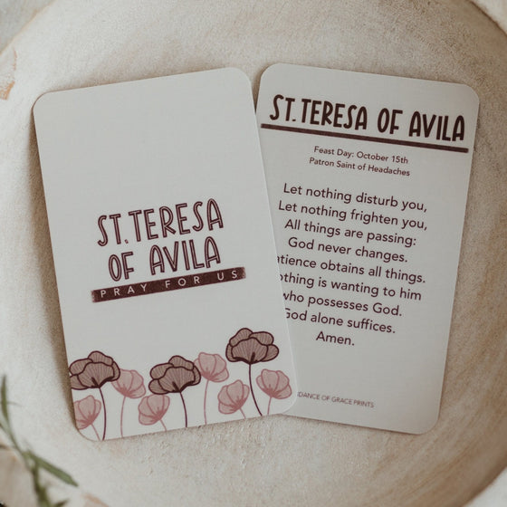 St. Teresa of Avila Catholic Prayer Card